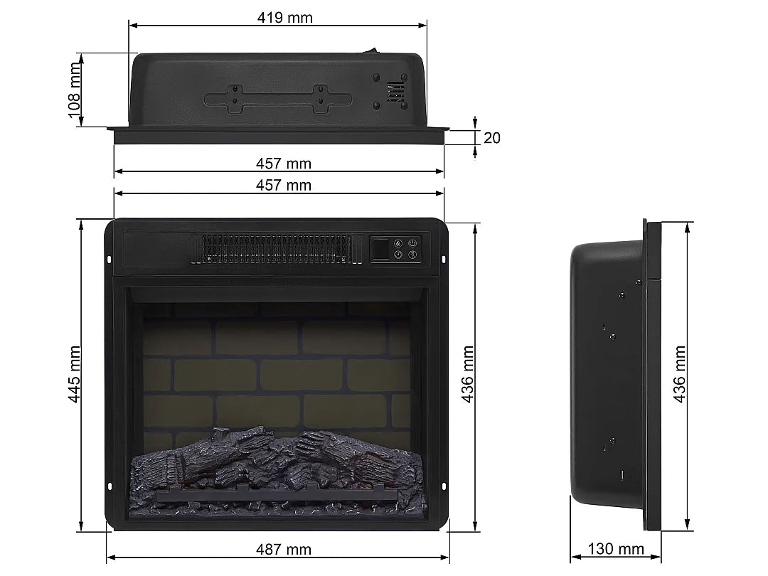 ArtiFlame AF18B - 18" Built-In Electric Fireplace Insert
