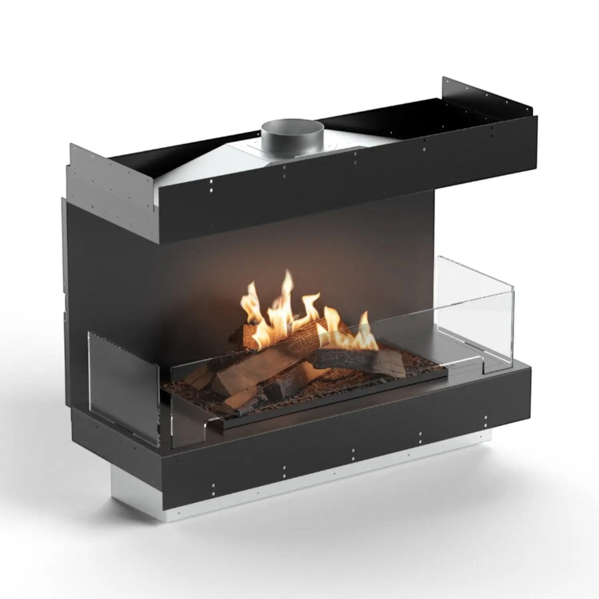 Flogs Box 1000 Three-Sided (Flue Connection) - Bioethanol Fireplace