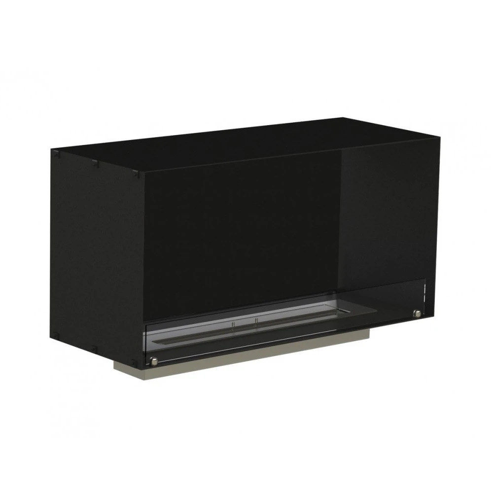 Foco One 1000 single-sided built-in bioethanol fireplace frame, unlit, black background studio shot