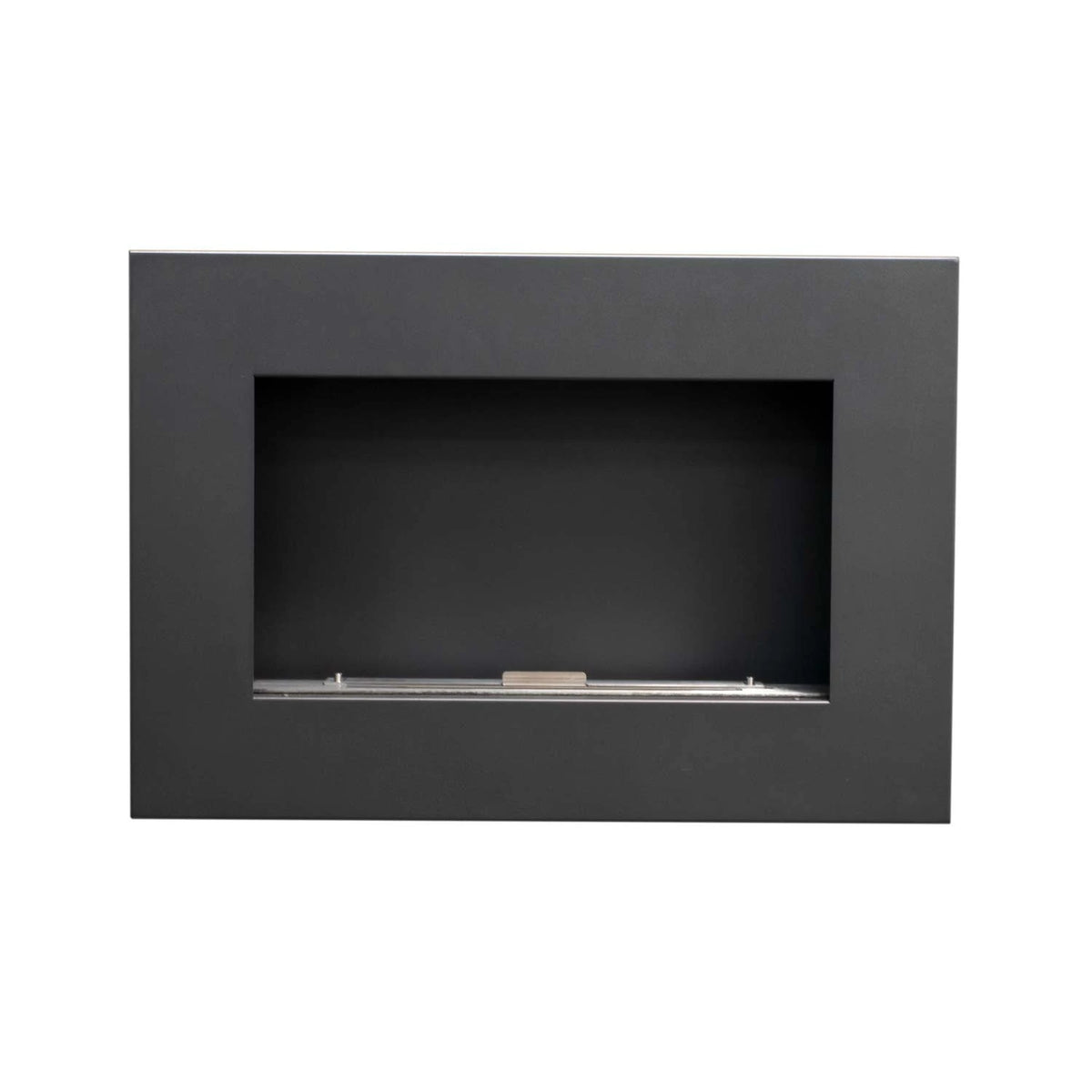 Murus 800 black bio fireplace, front view unlit on white background