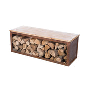 Wood Storage Bench in Corten Steel