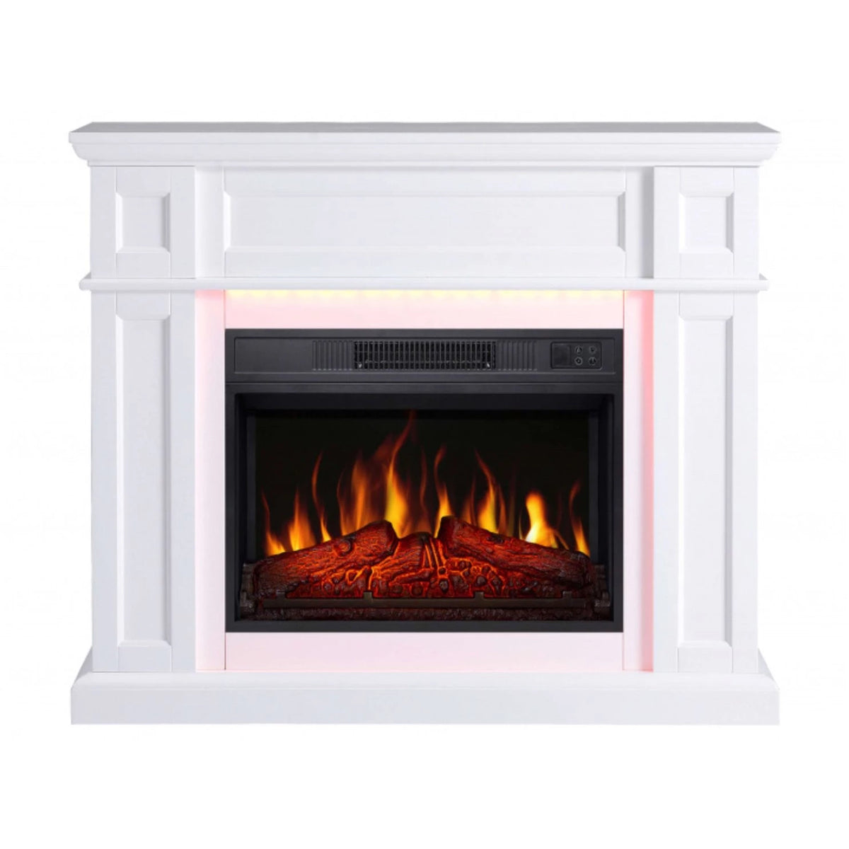Linz Electric Fireplace - White - LED Lighting