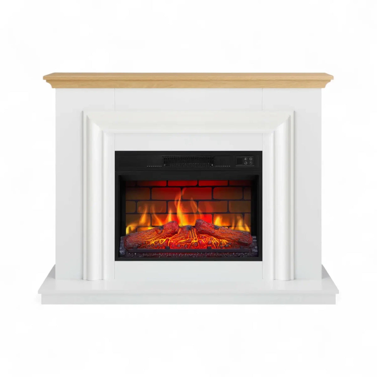 Marbelya Electric Fireplace Suite – White / Natural Oak
