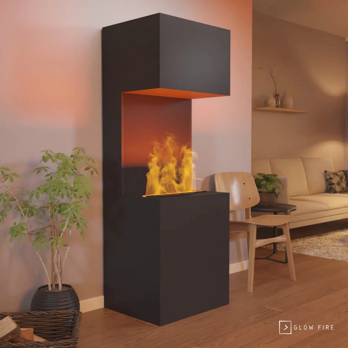 Beethoven Black - OMC 600 | Freestanding Water Vapour Fireplace