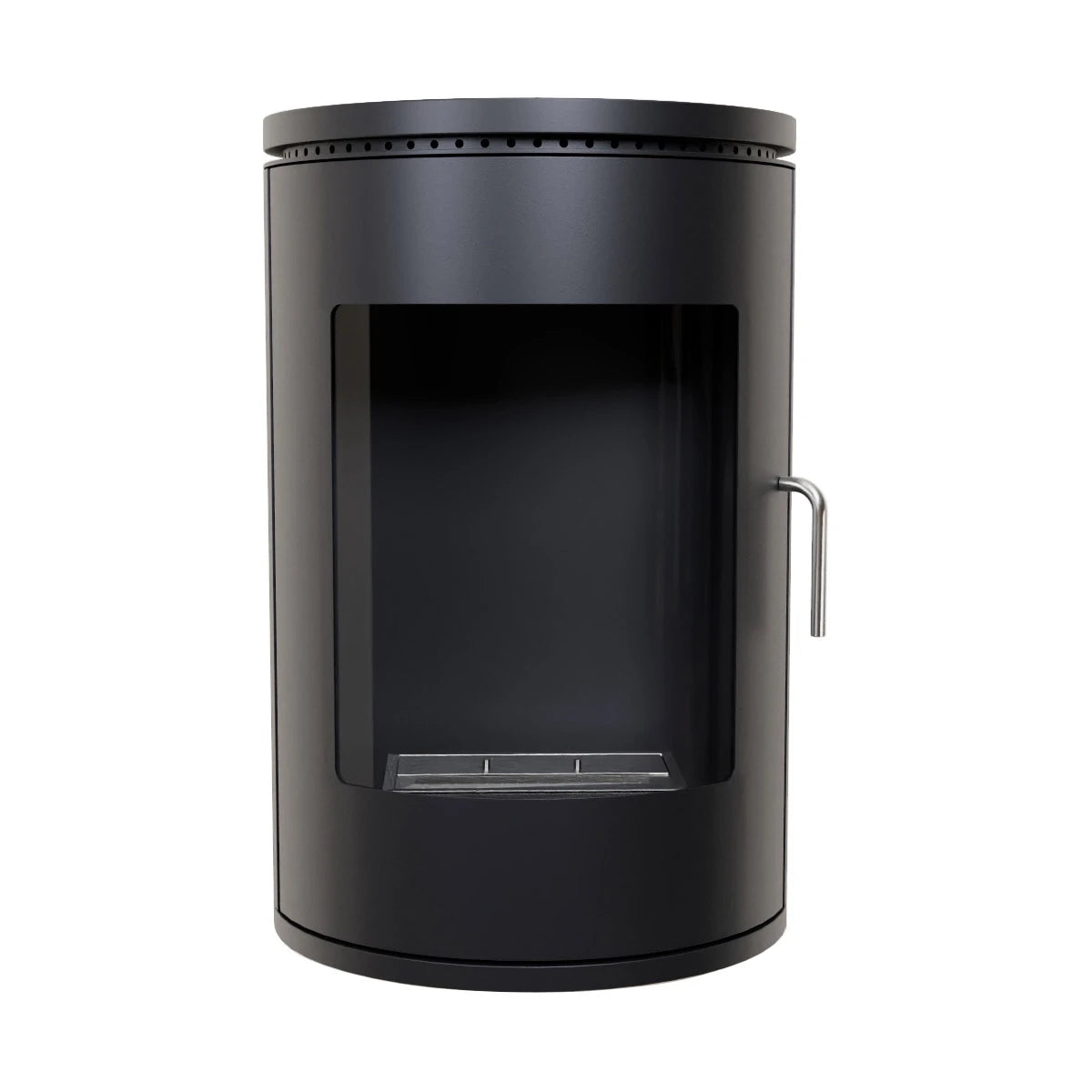 Richmond Black wall-mounted bioethanol stove, unlit front-view studio shot