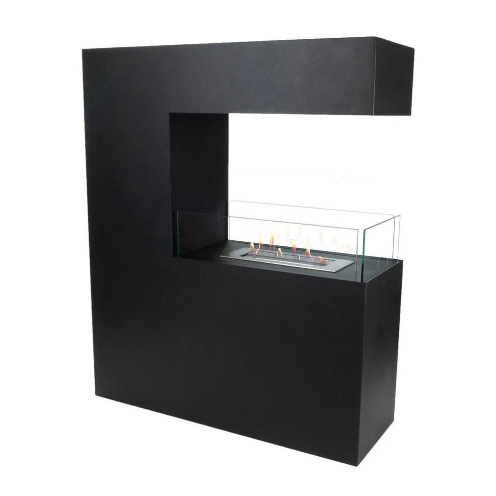 Tall Black Room Divider Bio Fireplace