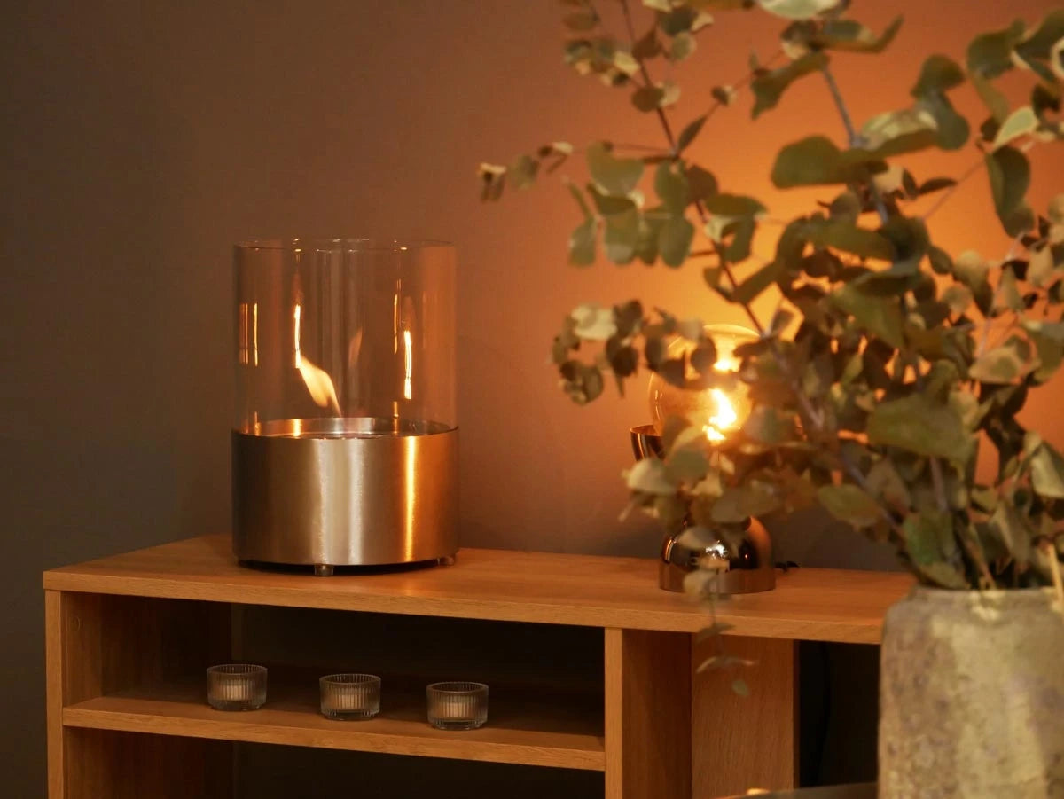 Kennington Round Tabletop Bioethanol Fireplace - Steel