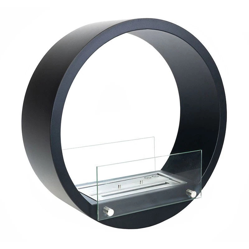 Round Built-in Bio Fireplace - Black