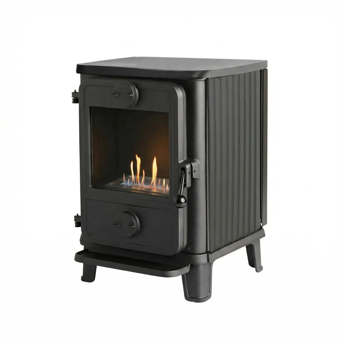 Black freestanding cast iron – Morsø 1010 with ribbed sides and 100 mm legs
