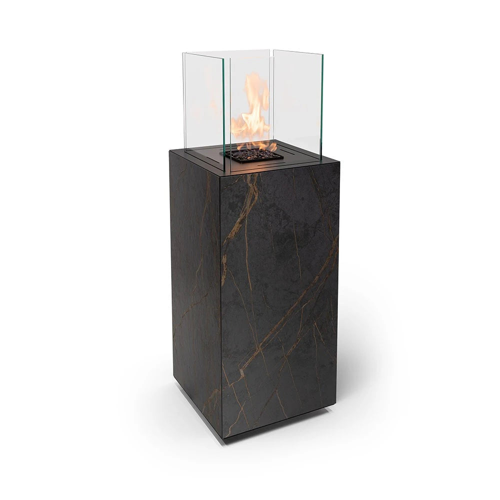 Planika Porto Laurent bioethanol fireplace with Dekton marble finish