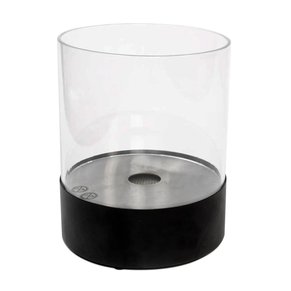 Southwark black round tabletop bioethanol fireplace, unlit, studio view
