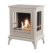 Nashville Oyster White freestanding bioethanol stove, studio product shot