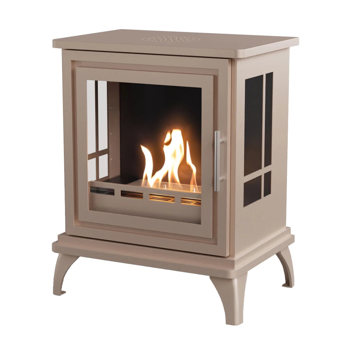 Nashville Grey Beige freestanding bioethanol stove, studio product shot