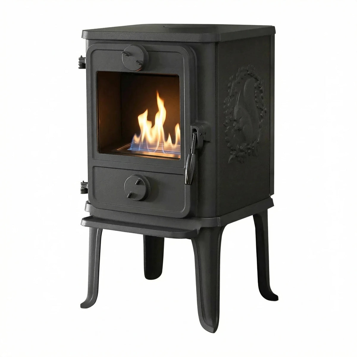 Morsø 1010 – Bioethanol fireplace stove with squirrel design, 250 mm legs