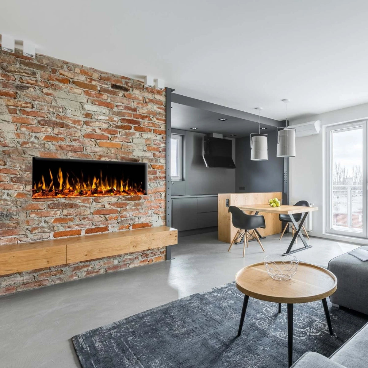 Aflamo Diamond 165 cm black wall-mounted electric fireplace