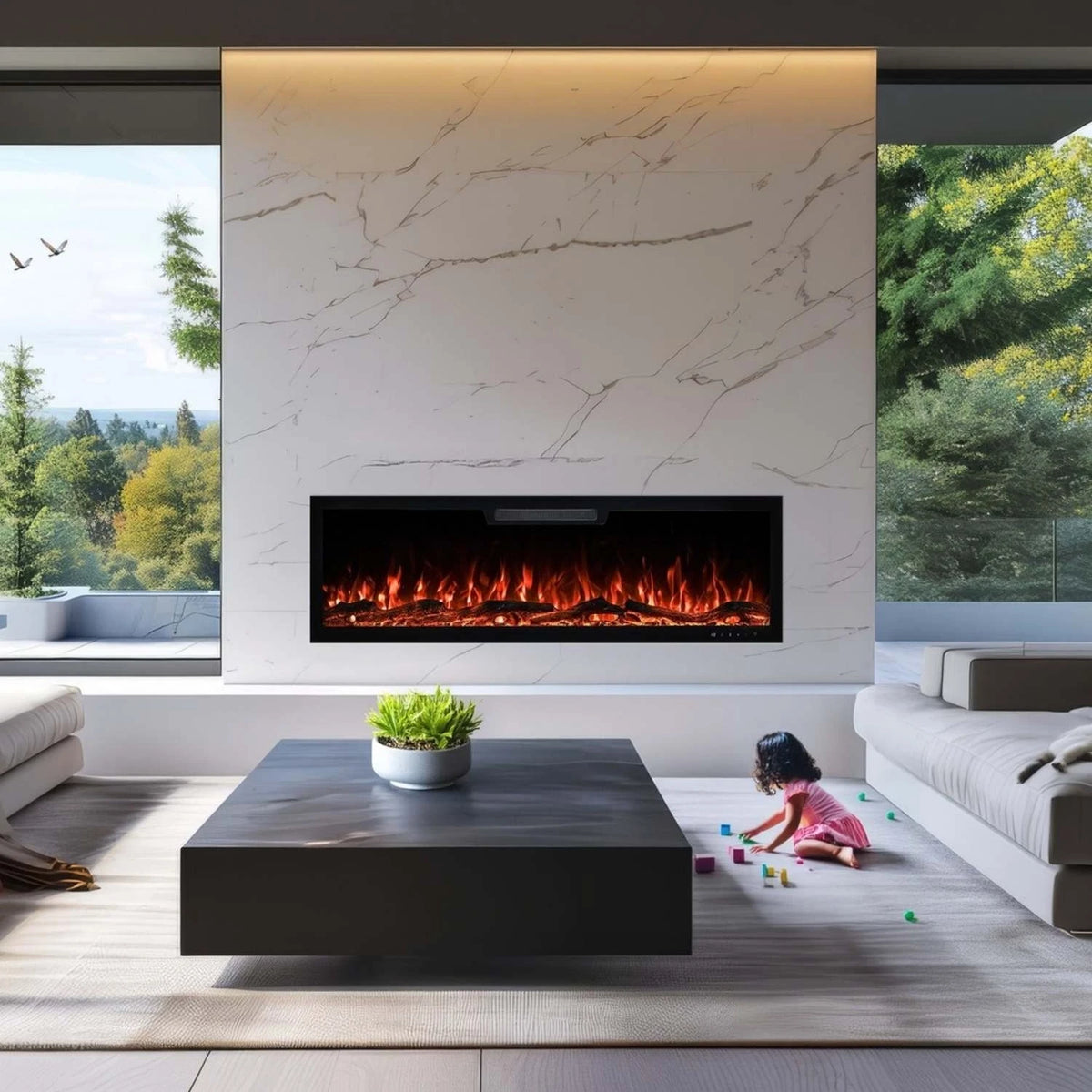 Elite 213 cm Built-In Electric Fireplace