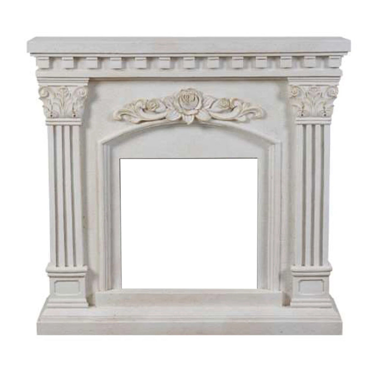 Freyr freestanding polystone fireplace surround, empty opening, insert sold separately