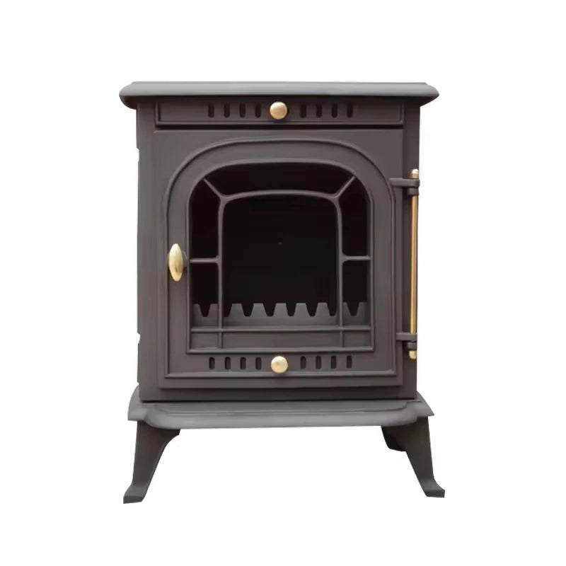 ScandiFlames Altar cast iron bioethanol stove, front view, unlit, black finish