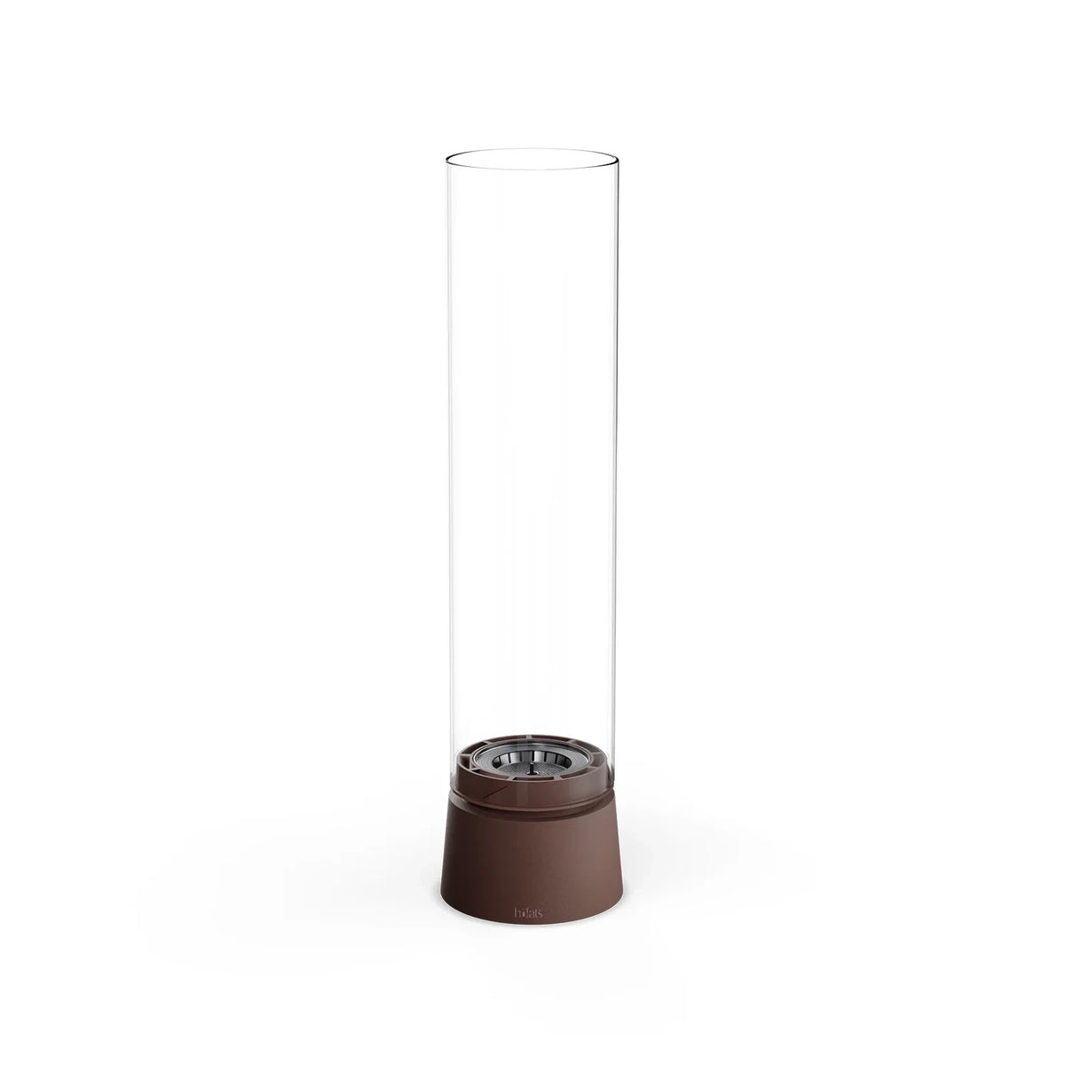 Höfats SPIN Air 900 Oxyde Red tabletop bioethanol fireplace with high cylindrical glass