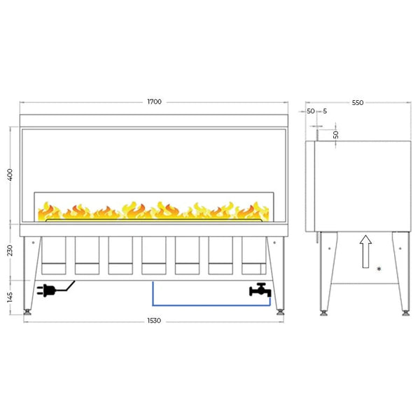 Incanto 1500 ST - See-through Built-in Water Vapour Fireplace