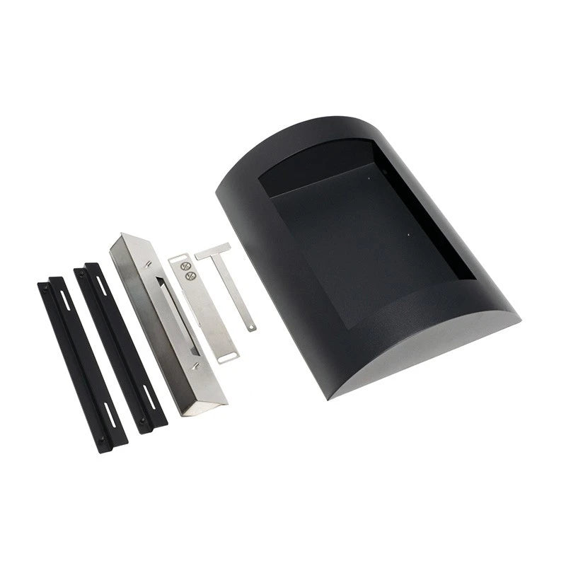 Ocean black bio fireplace with included burner tray, wall brackets and extinguishing tool