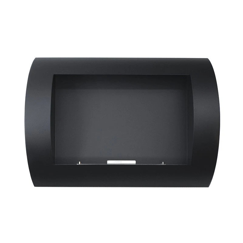 Ocean black bio fireplace, front view unlit on white background