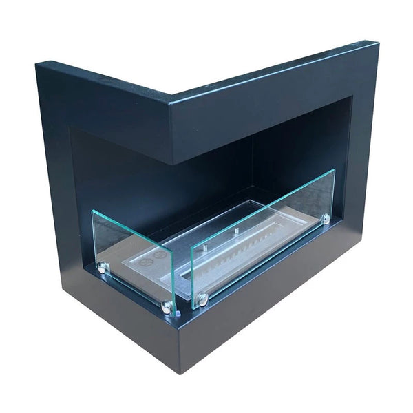 Left-sided 50 cm black ethanol fireplace 1.5 L