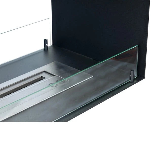 Foco Two 1000, close-up detail of the glass panel and burner tray corner