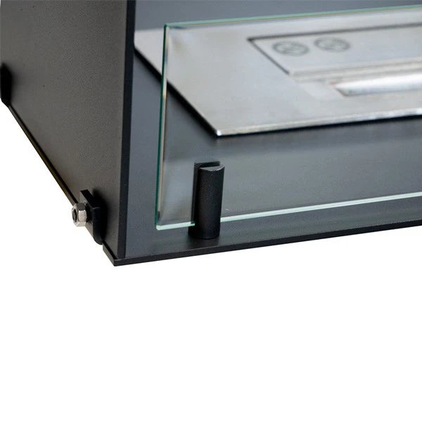 Close-up of the Foco Two 1200 glass holder and frame corner detail