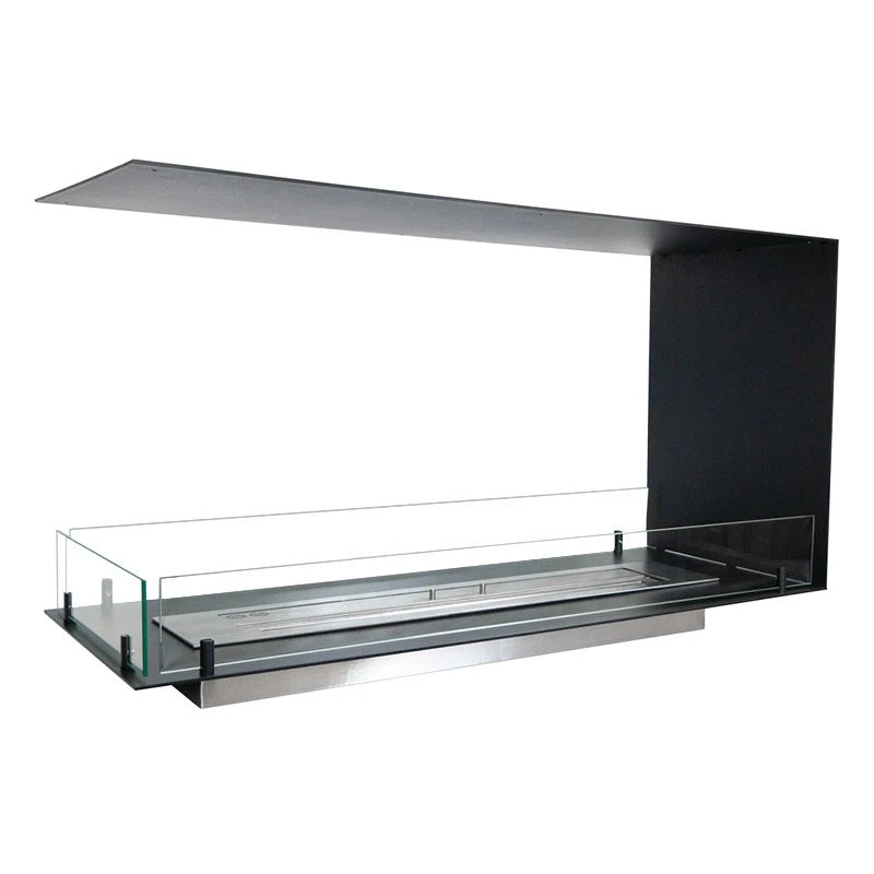 Foco Room Divider 1000 unlit isometric studio shot from a closer angle showing the burner tray detail.