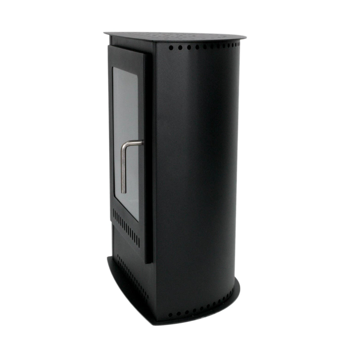 Carson small bioethanol stove fireplace, unlit, side/rear studio view