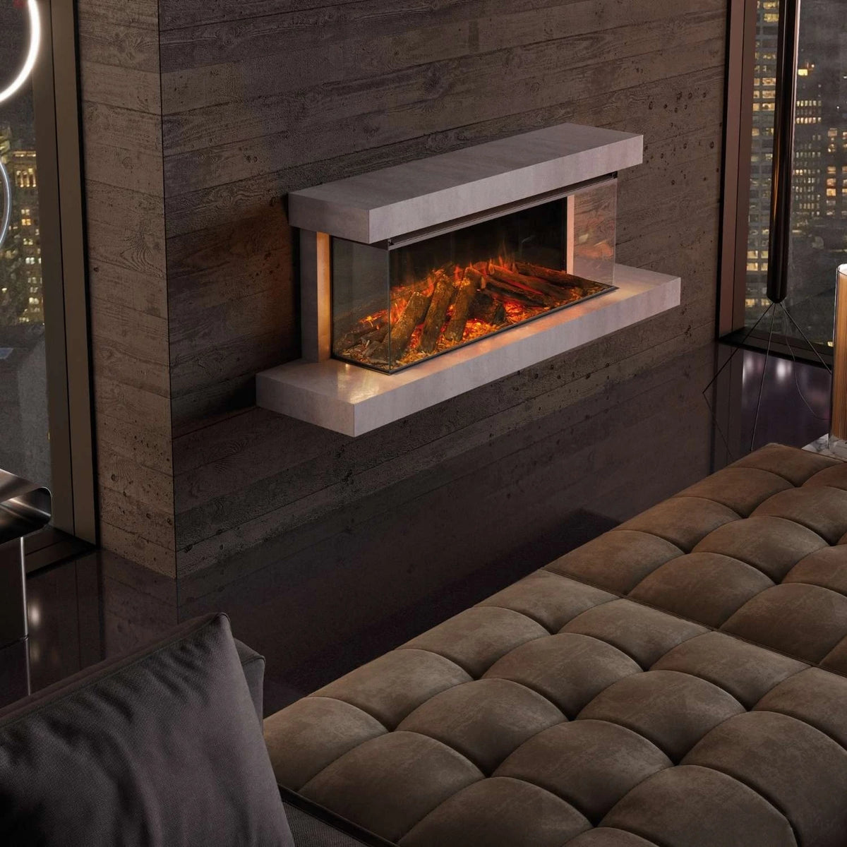 Lumen 1200 Wall-Mounted Electric Fireplace – Chalk