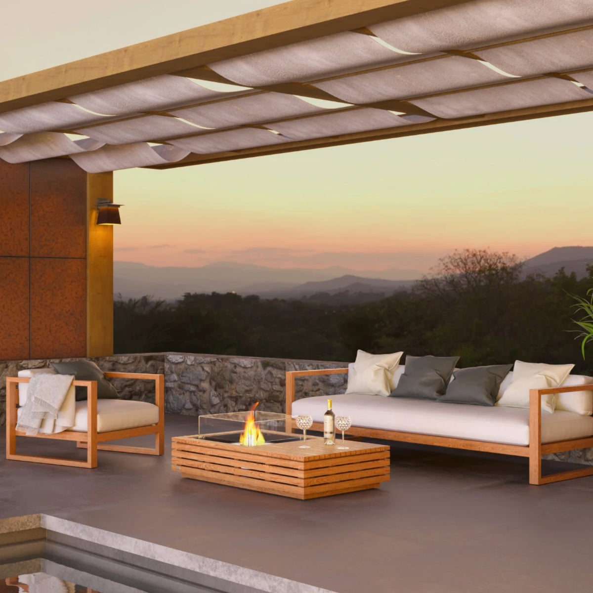 Manhattan 50 - Teak Bioethanol Fire Pit