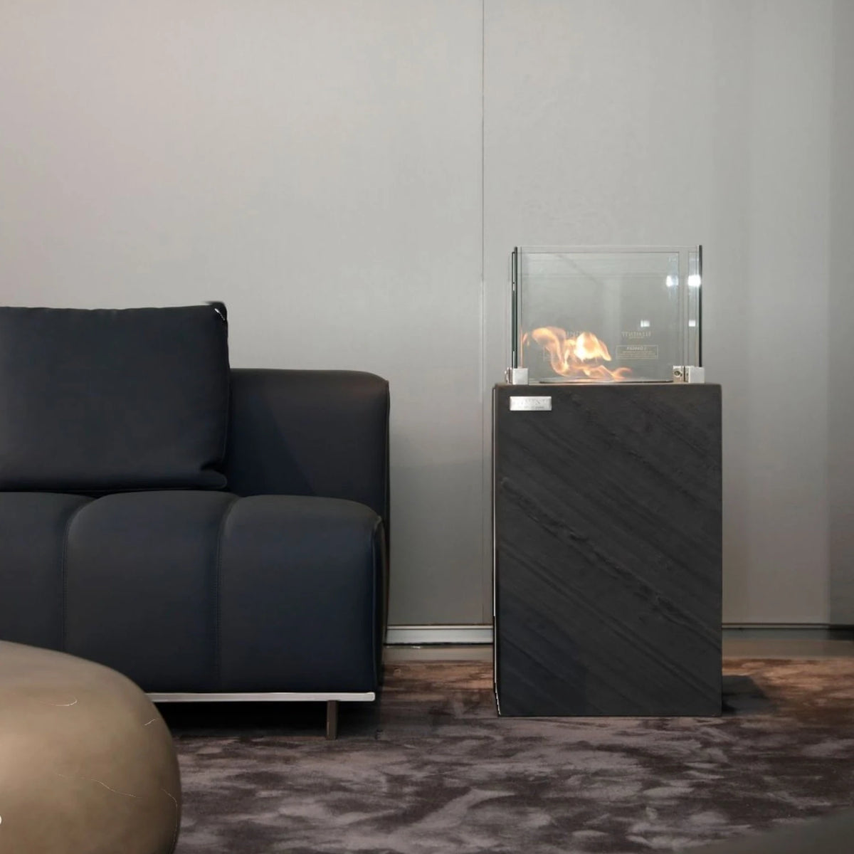 ZERMATT Bioethanol Fire Column – Slate Black