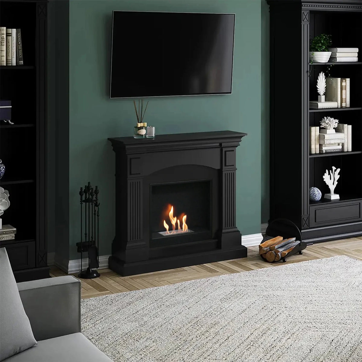 Magna black bioethanol fireplace in elegant black design for modern interior design