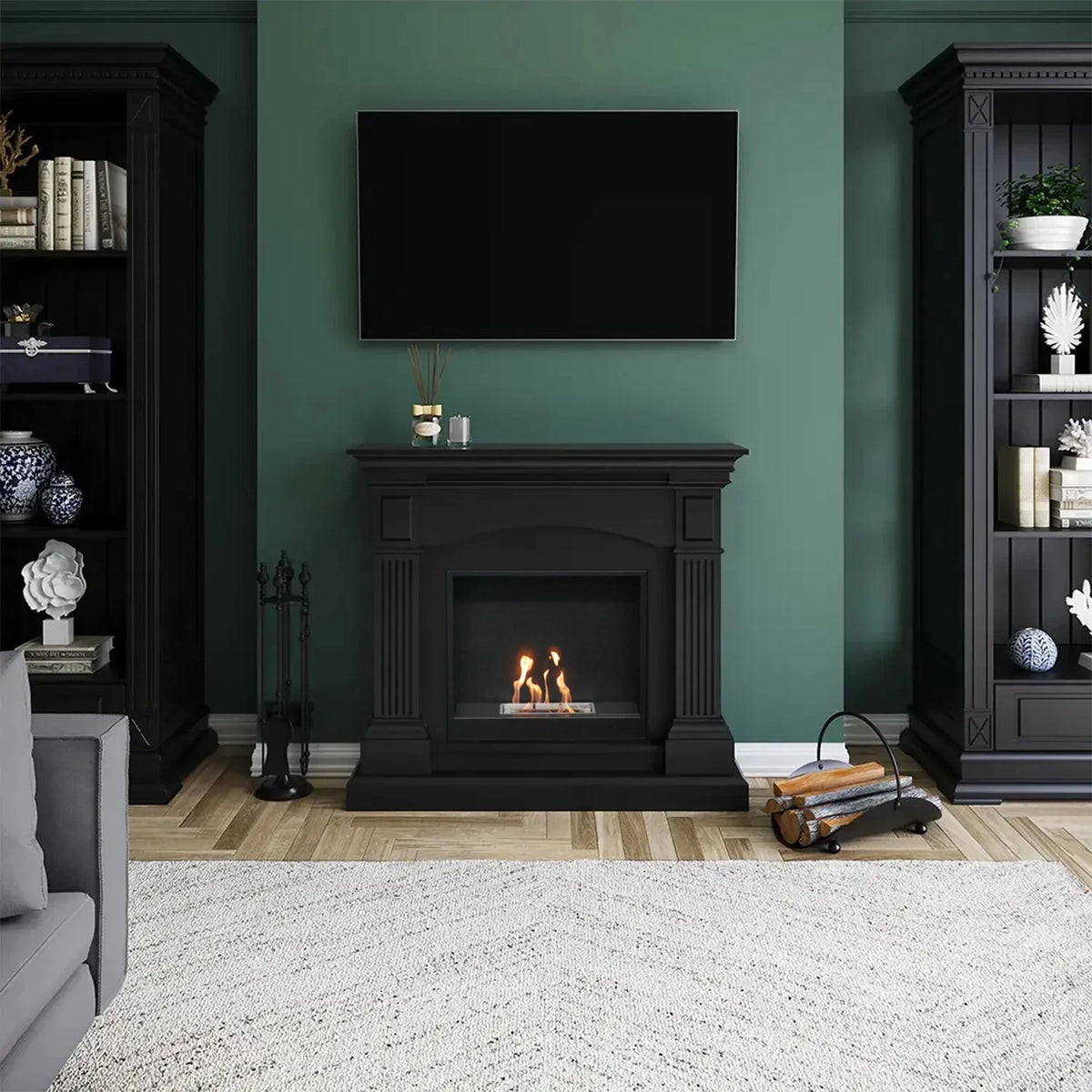 Magna black bioethanol fireplace in elegant black design for modern interior design