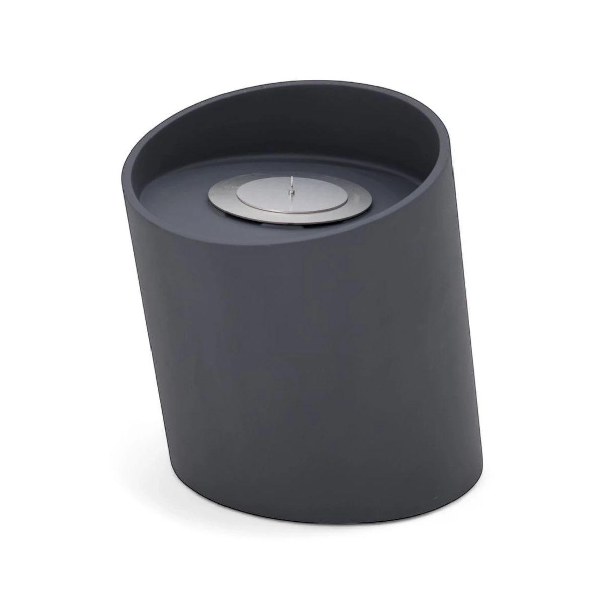 TORRE bioethanol fireplace M – black fiber concrete column with glass and blue stones