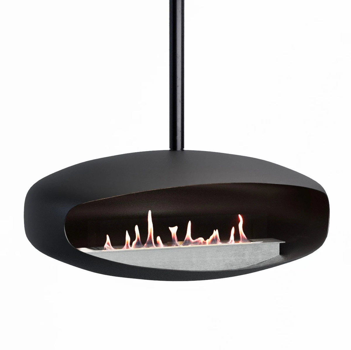 Hein & Haugaard UFO-80 ceiling-mounted bioethanol fireplace in a black finish