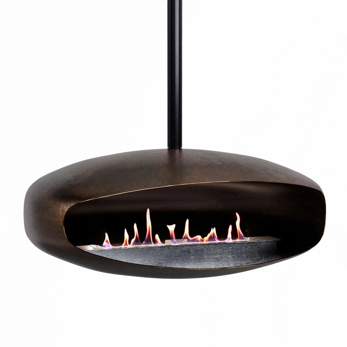 Hein & Haugaard UFO-80 ceiling-mounted bioethanol fireplace in an Oxide finish