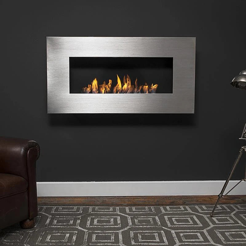 Icon Fires Nero 1150 Wall Fire - Brushed Steel